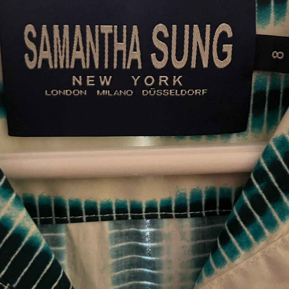 Samantha Sung Teal and White Striped Design New without tags !